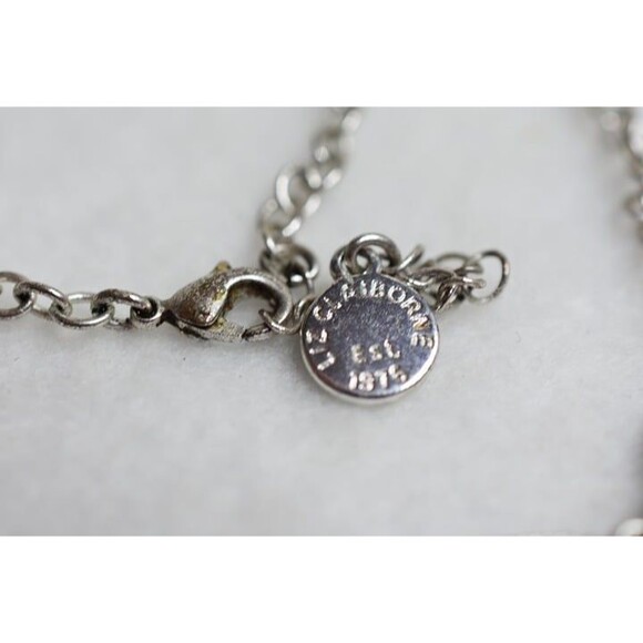 Liz Claiborne Retro Red Stone Silver Tone Link Chain Statement Bib Necklace - Picture 4 of 4